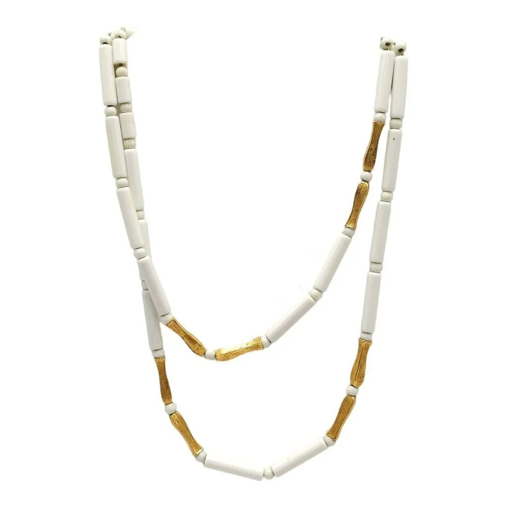Monet Lucite Chunky Tube Beads Necklace Gold Tone Lobster Closure Vintage